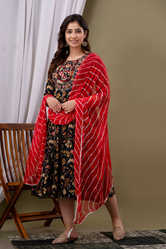 Cotton  gown with Dupatta set