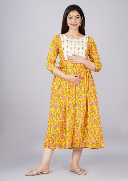 Cotton printed maternity and feeding kurti