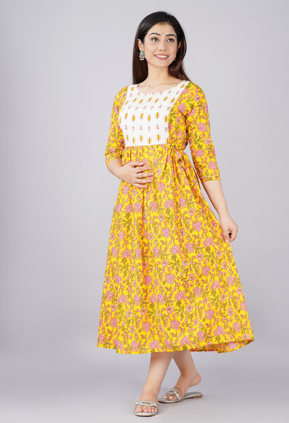 Cotton printed maternity and feeding kurti