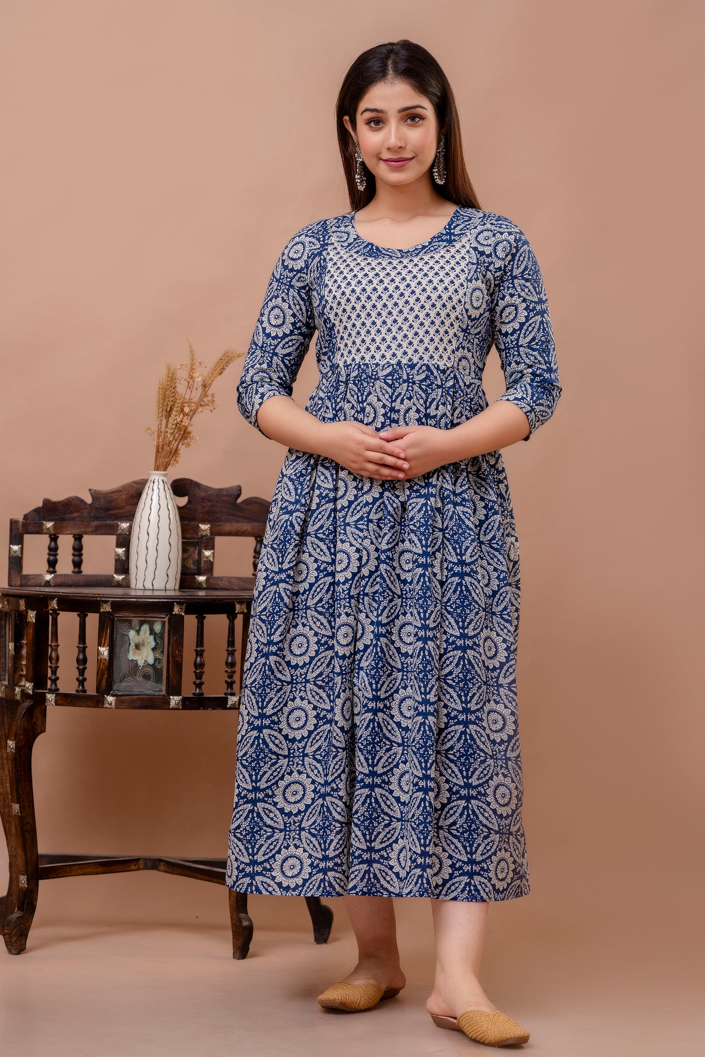 Blue sky beach Rayon maternity and feeding kurti