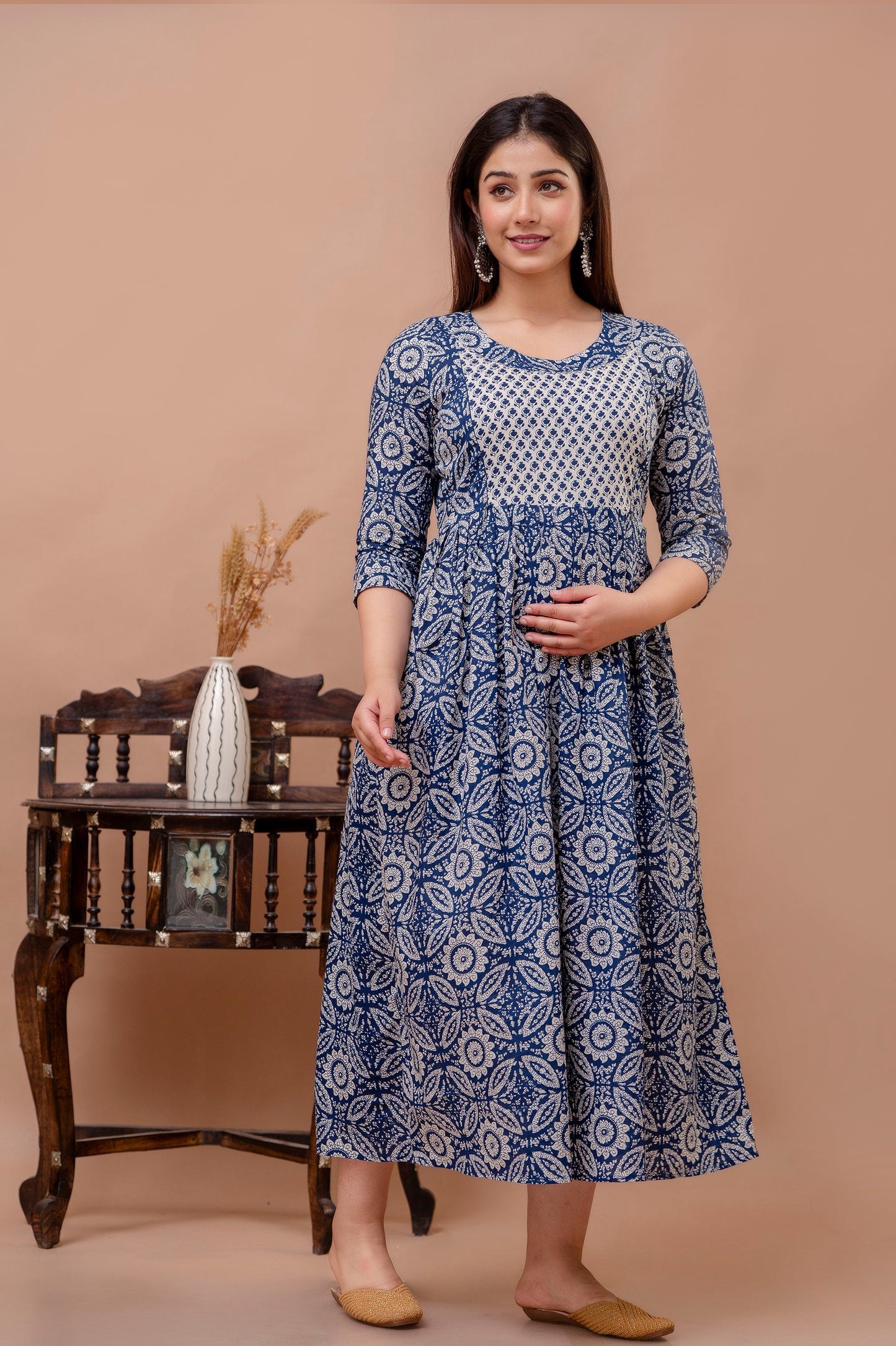 Blue sky beach Rayon maternity and feeding kurti