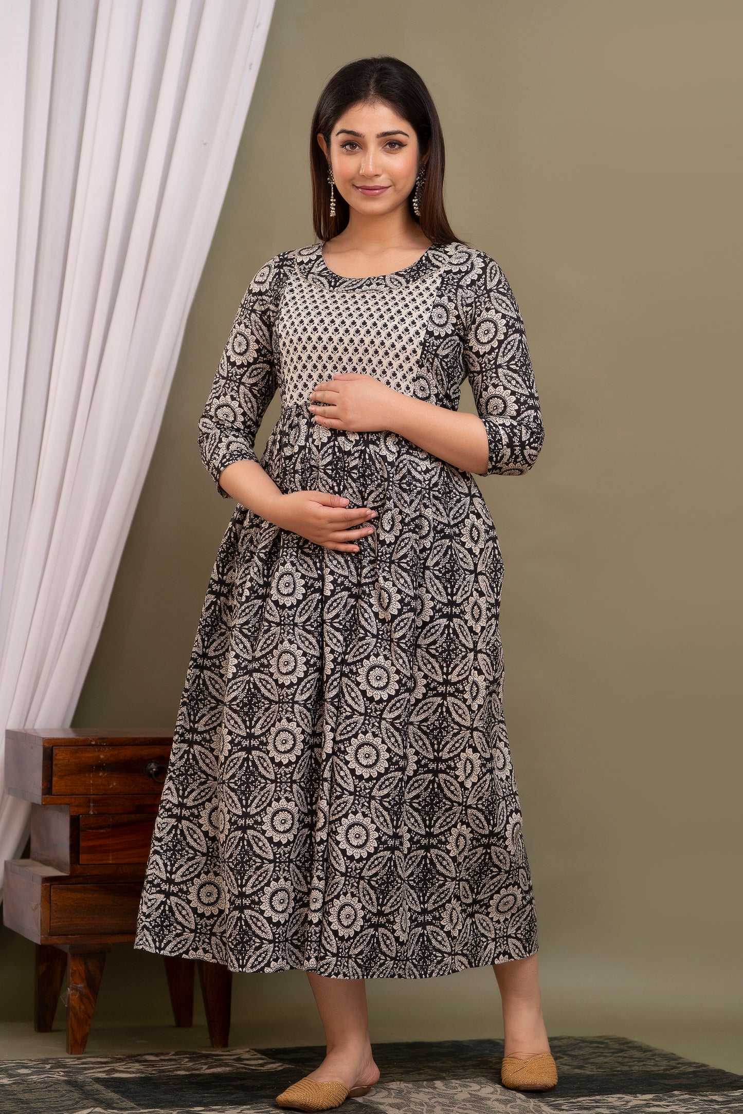 Black sky beach Rayon maternity and feeding kurti