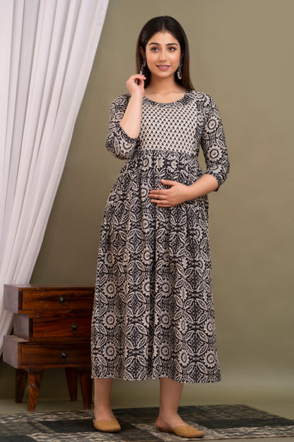 Black sky beach Rayon maternity and feeding kurti