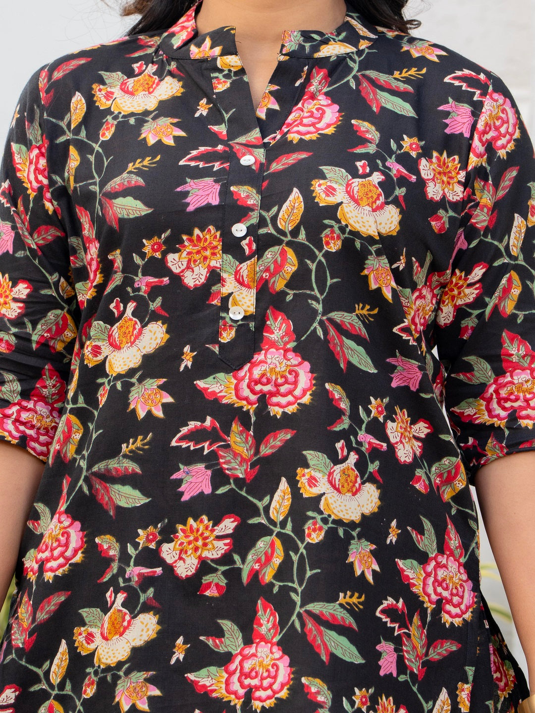 Multi leaves cotton printed cord set