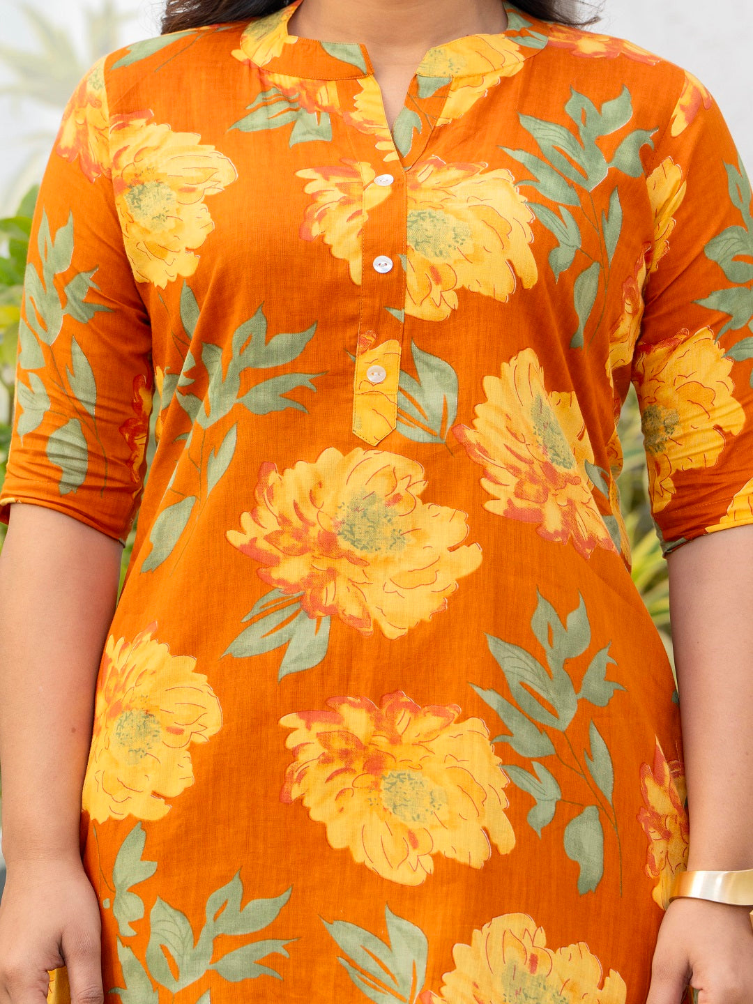 Brown mota pathka cotton printed cord set