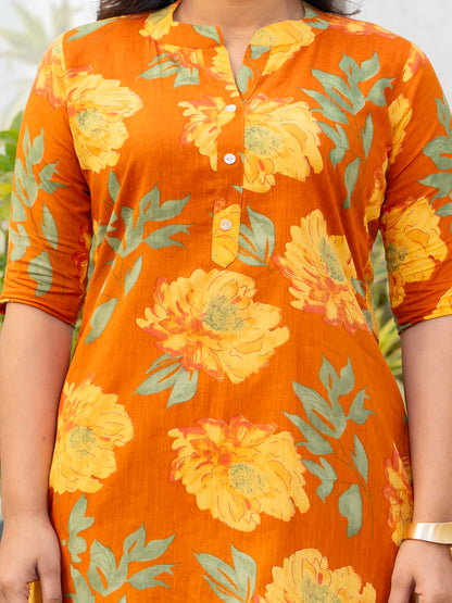 Brown mota pathka cotton printed cord set