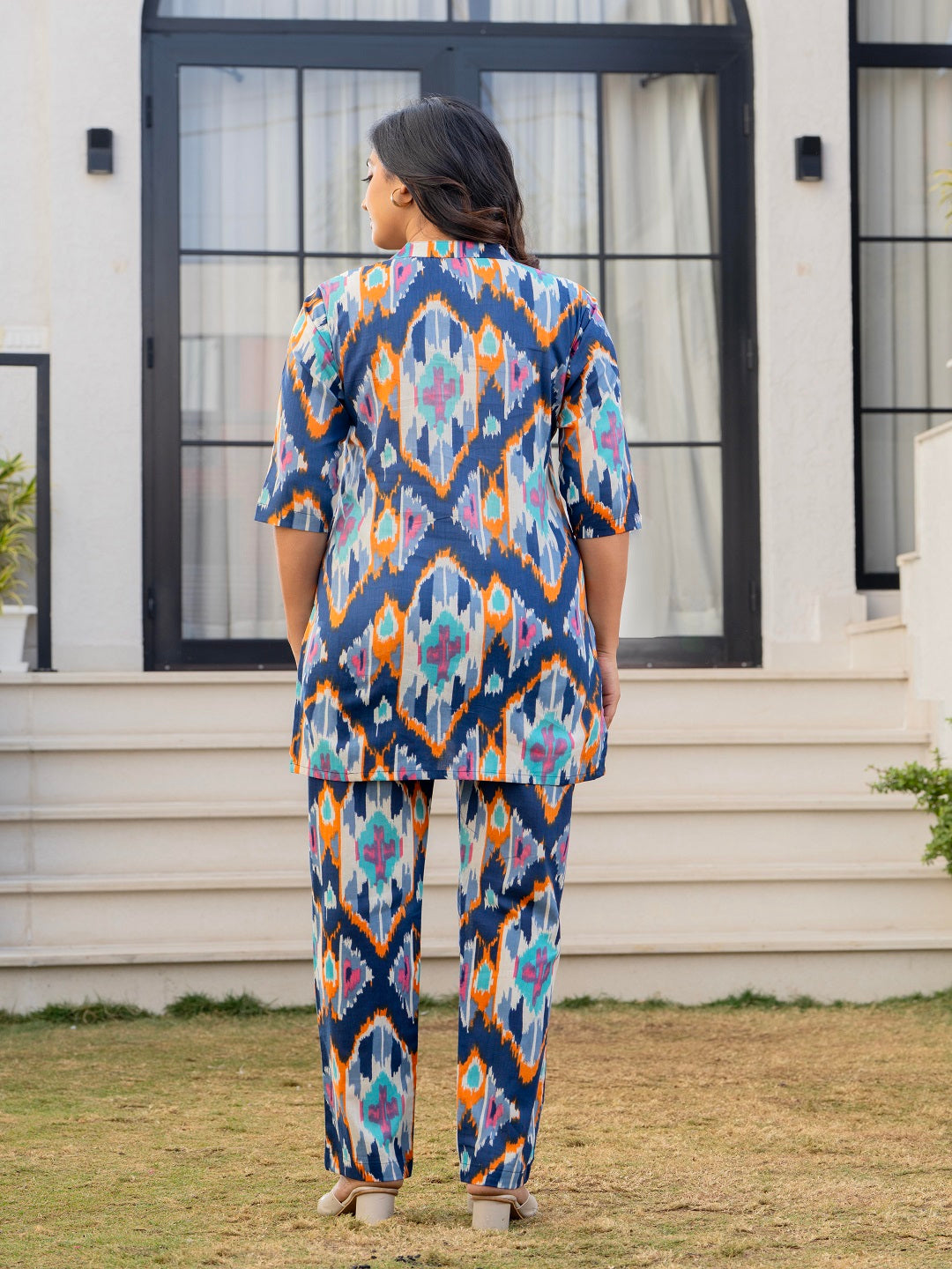 Zick zak blue cotton printed cord set