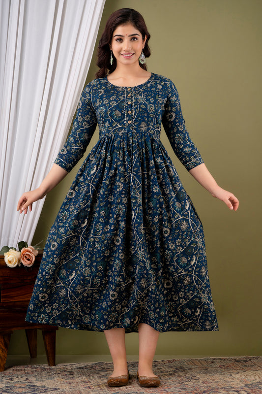 Blue chidi new Cotton maternity and feeding kurti