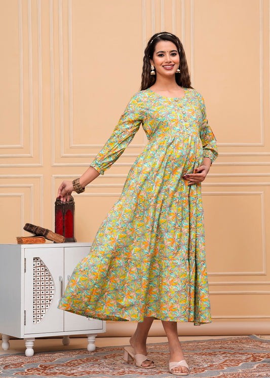 English flower cotton maternity and feeding kurti