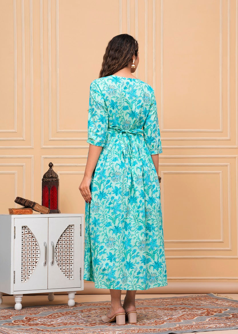 Sky blue cotton maternity and feeding kurti