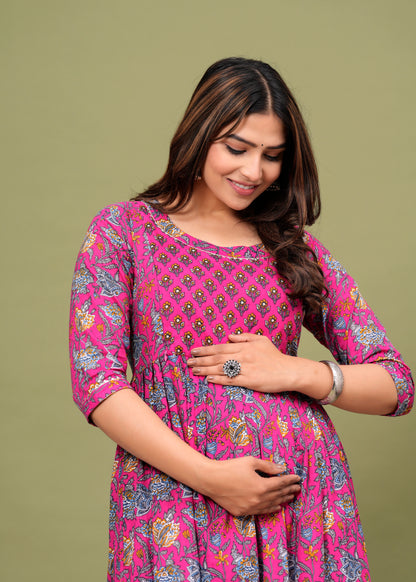 Rani leaves  cotton maternity and feeding kurti