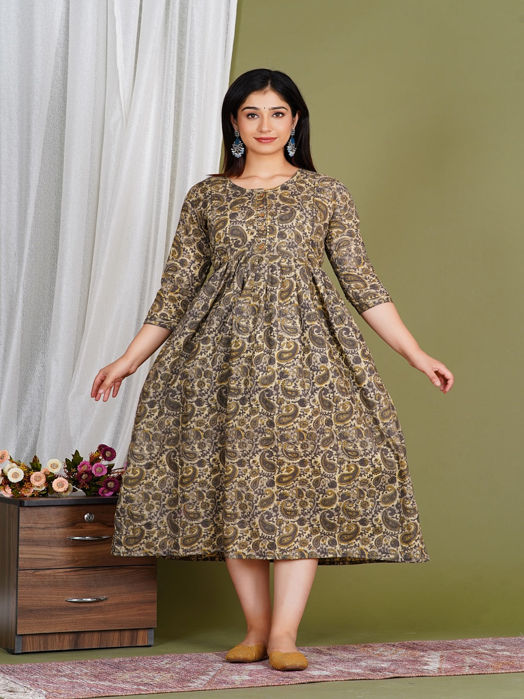 Choclate carry rayon maternity and feeding kurti