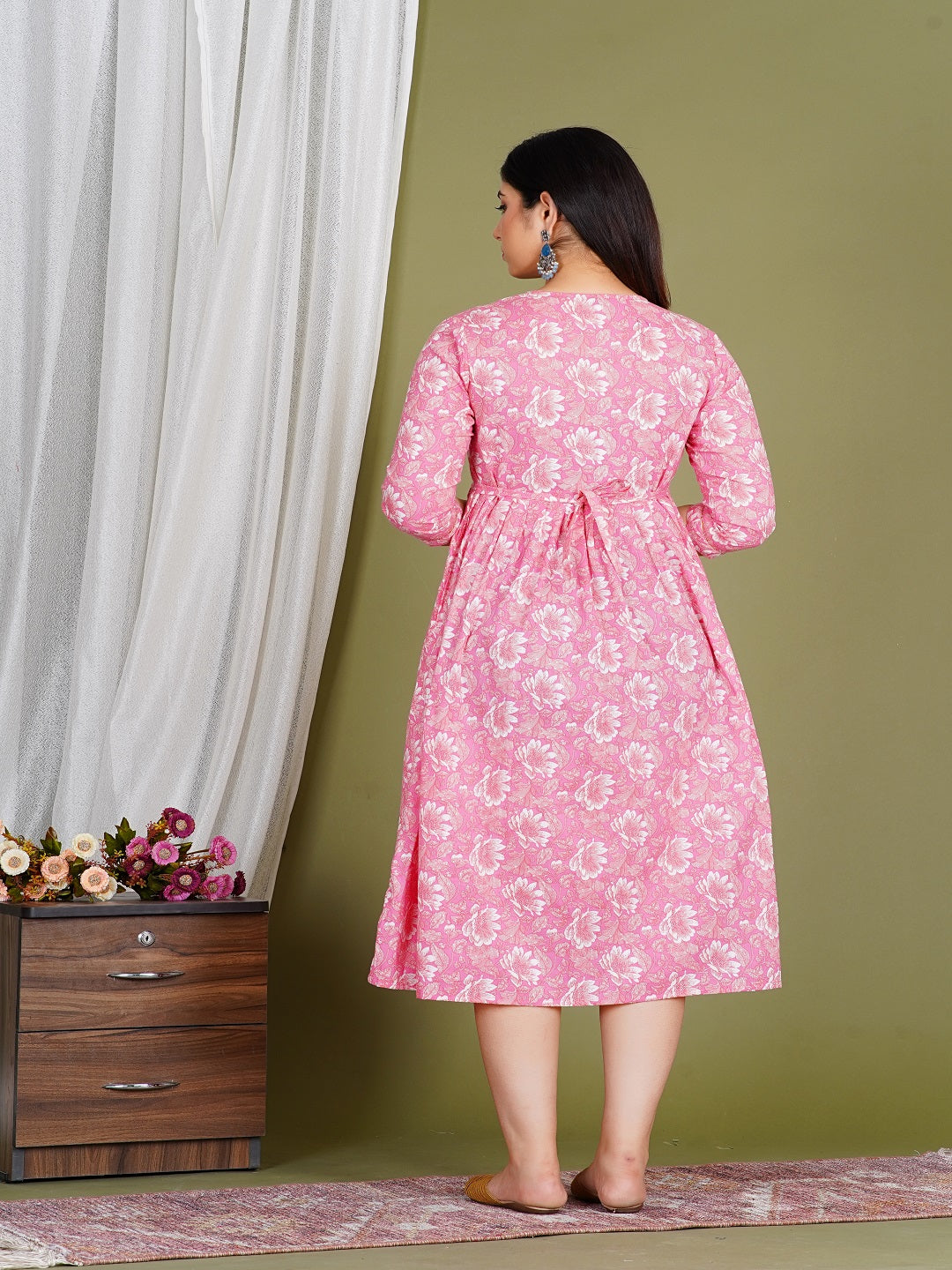 Pink royal rayon maternity and feeding kurti