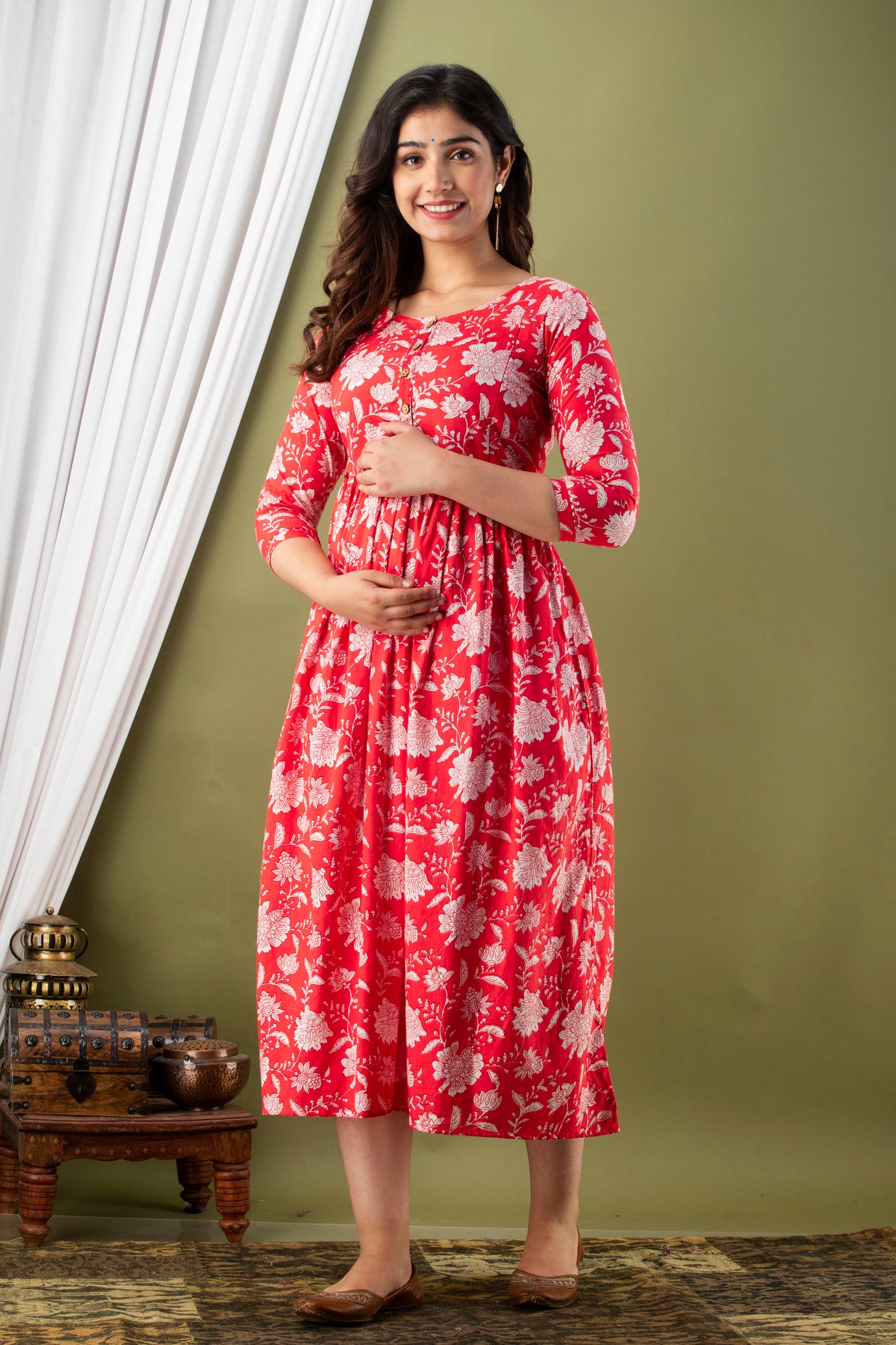 Cotton printed maternity and feeding kurti