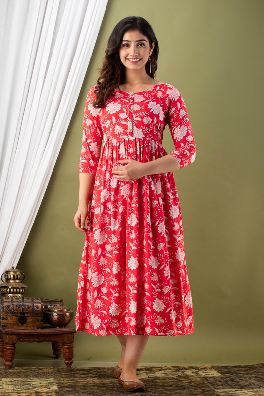 Cotton printed maternity and feeding kurti