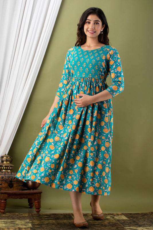 RAMA YELLOW patti Cotton maternity and feeding kurti