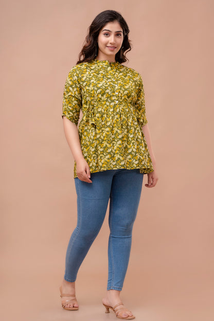 Green  fancy cotton printed top