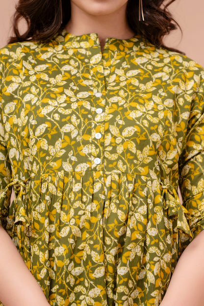 Green  fancy cotton printed top