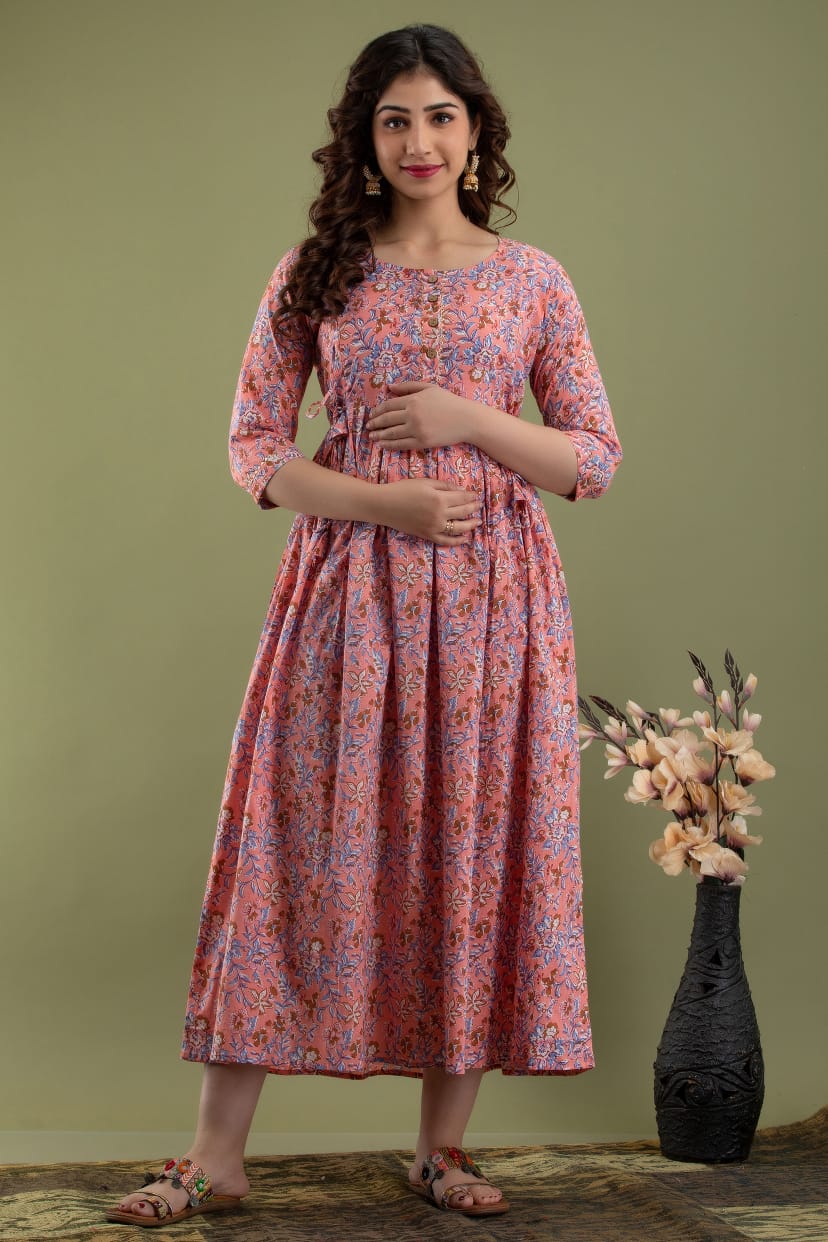 `Cotton printed maternity and feeding kurti