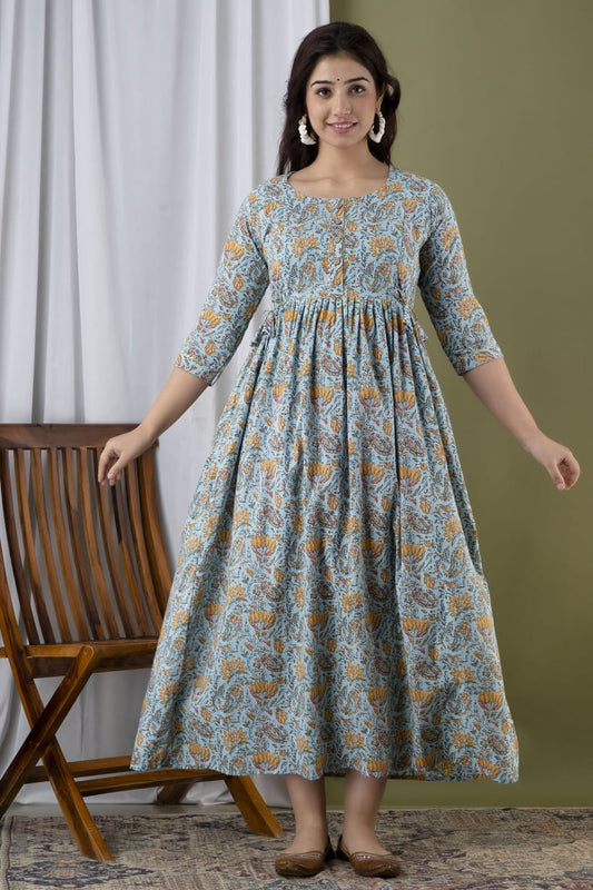 Cotton printed maternity and feeding kurti