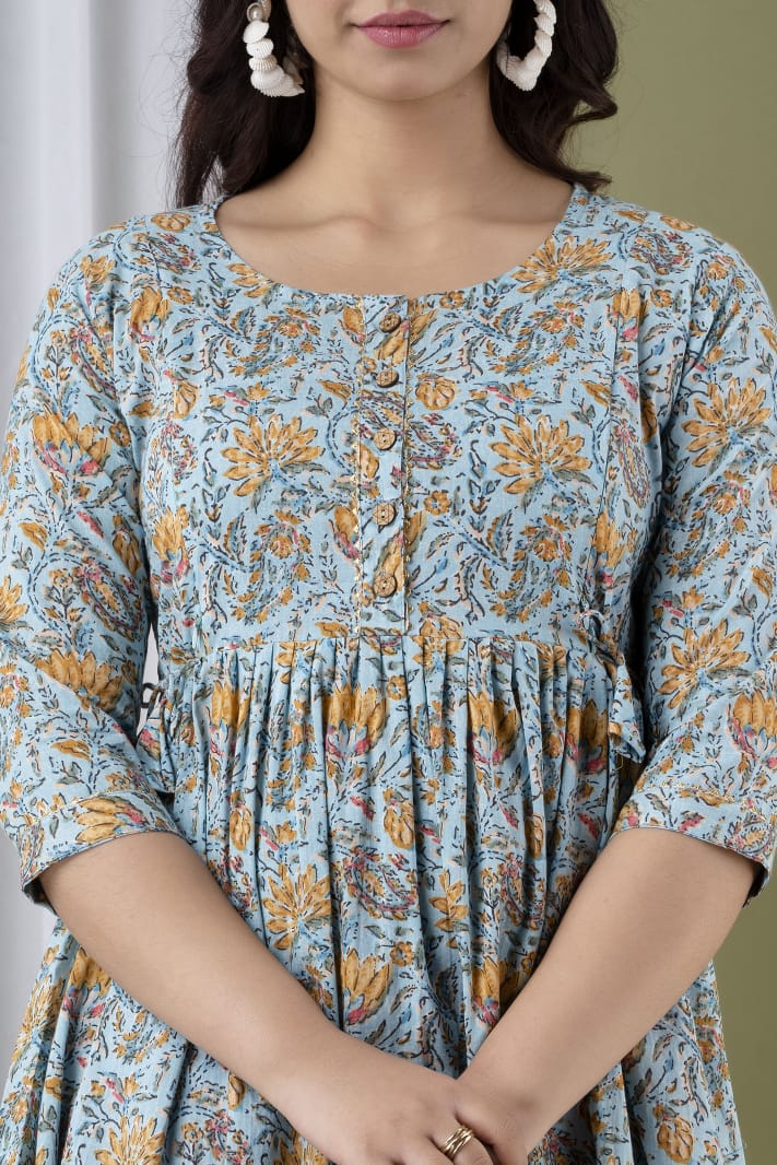 Cotton printed maternity and feeding kurti