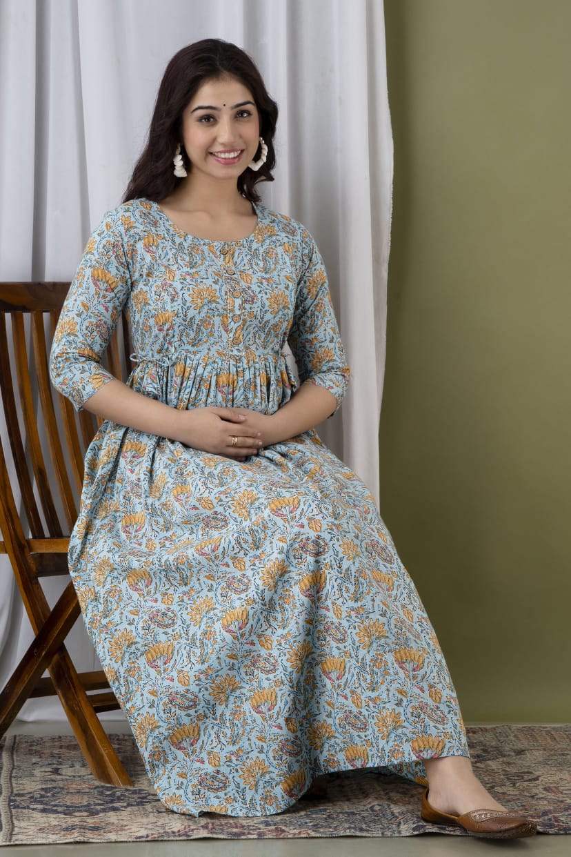 Cotton printed maternity and feeding kurti