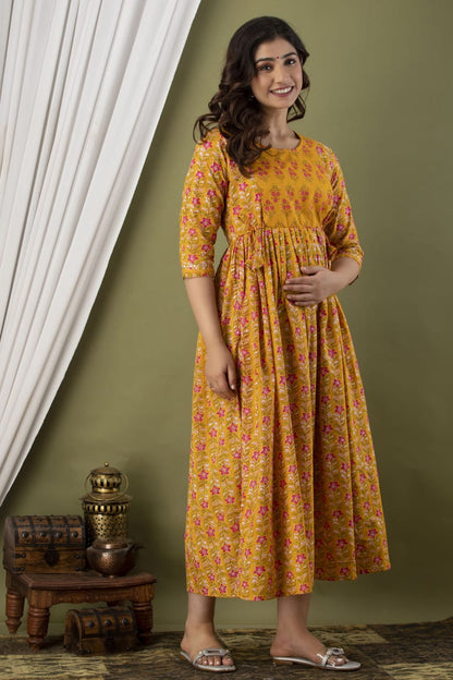 Sunchili  Cotton Printed Maternity And Feeding Kurti Combo Of 2