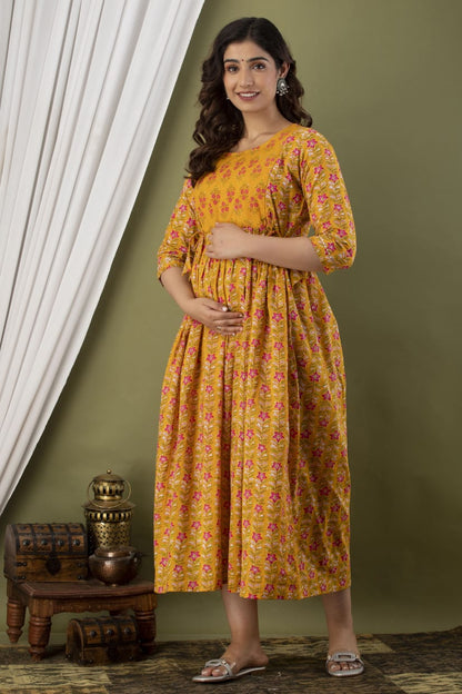 Sunchili  Cotton Printed Maternity And Feeding Kurti Combo Of 2