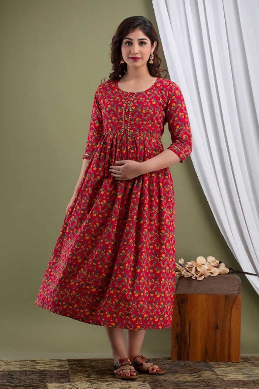 Sunchili  Cotton Printed Maternity And Feeding Kurti Combo Of 2