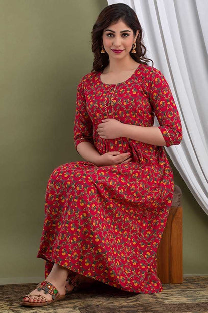 Scarlet grow Cotton printed maternity and feeding kurti