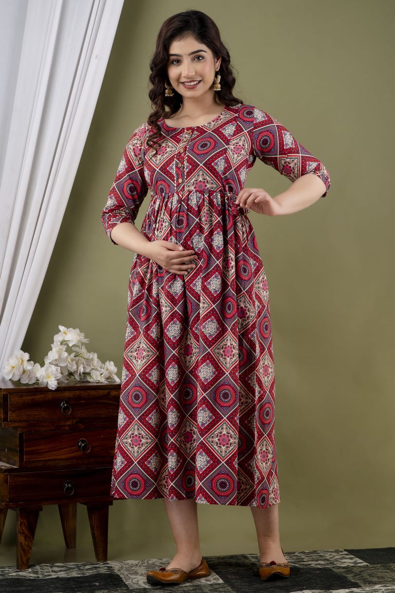 Purple haze Cotton printed maternity and feeding kurti