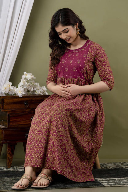 Cotton printed maternity and feeding kurti