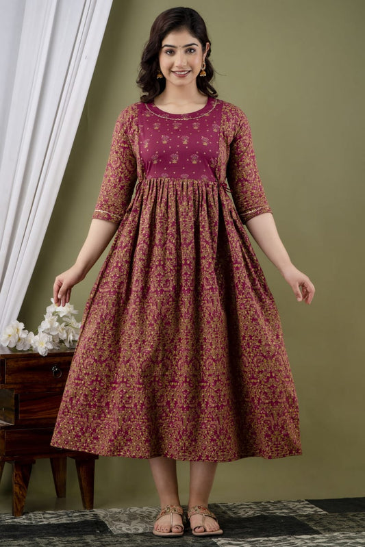 Cotton printed maternity and feeding kurti