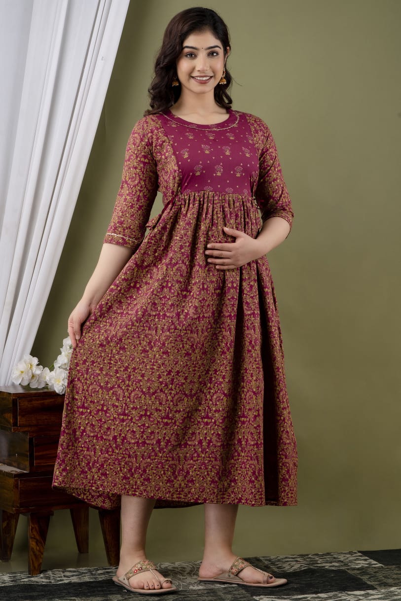 Cotton printed maternity and feeding kurti