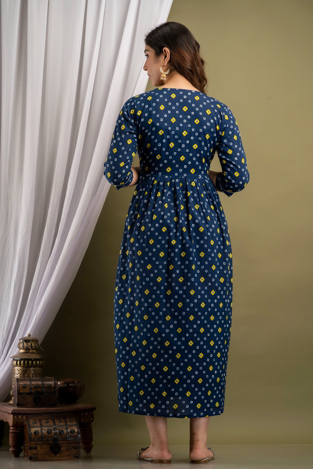 Blue doted Cotton maternity and feeding kurti