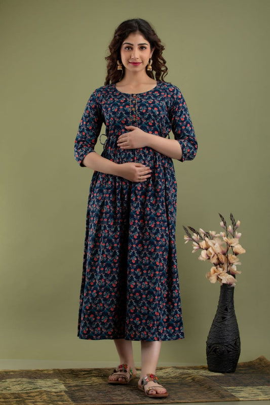 Cotton printed maternity and feeding kurti