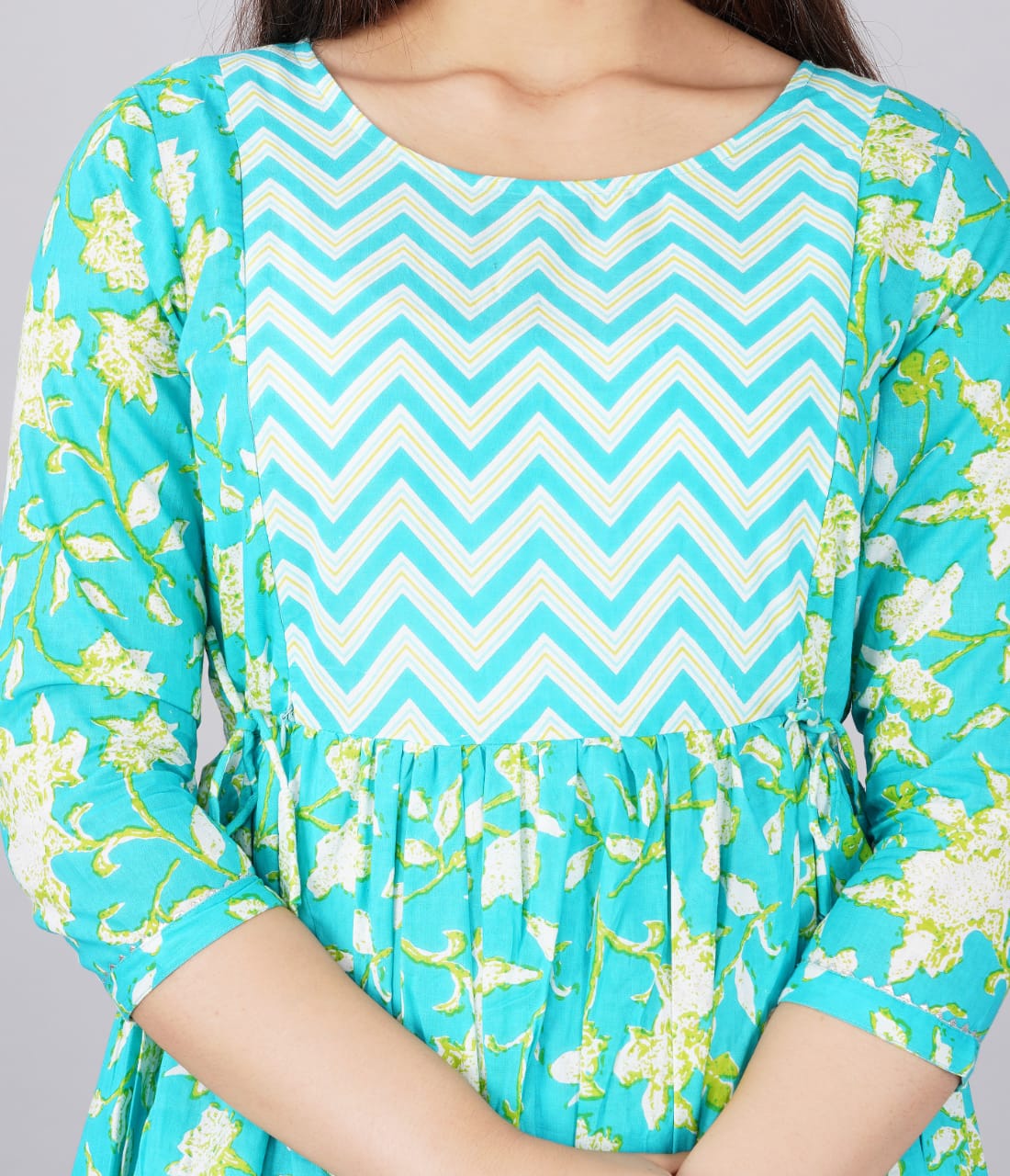 Sea green Cotton Maternity and feeding kurti