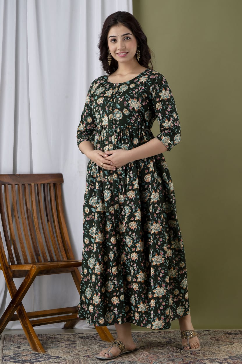 Cotton printed maternity and feeding kurti