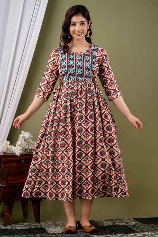 Pregnency palette chic  Cotton printed maternity and feeding kurti