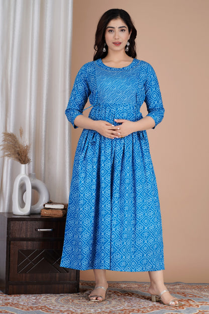 Blue baby boy Cotton Printed Maternity and Feeding Kurti