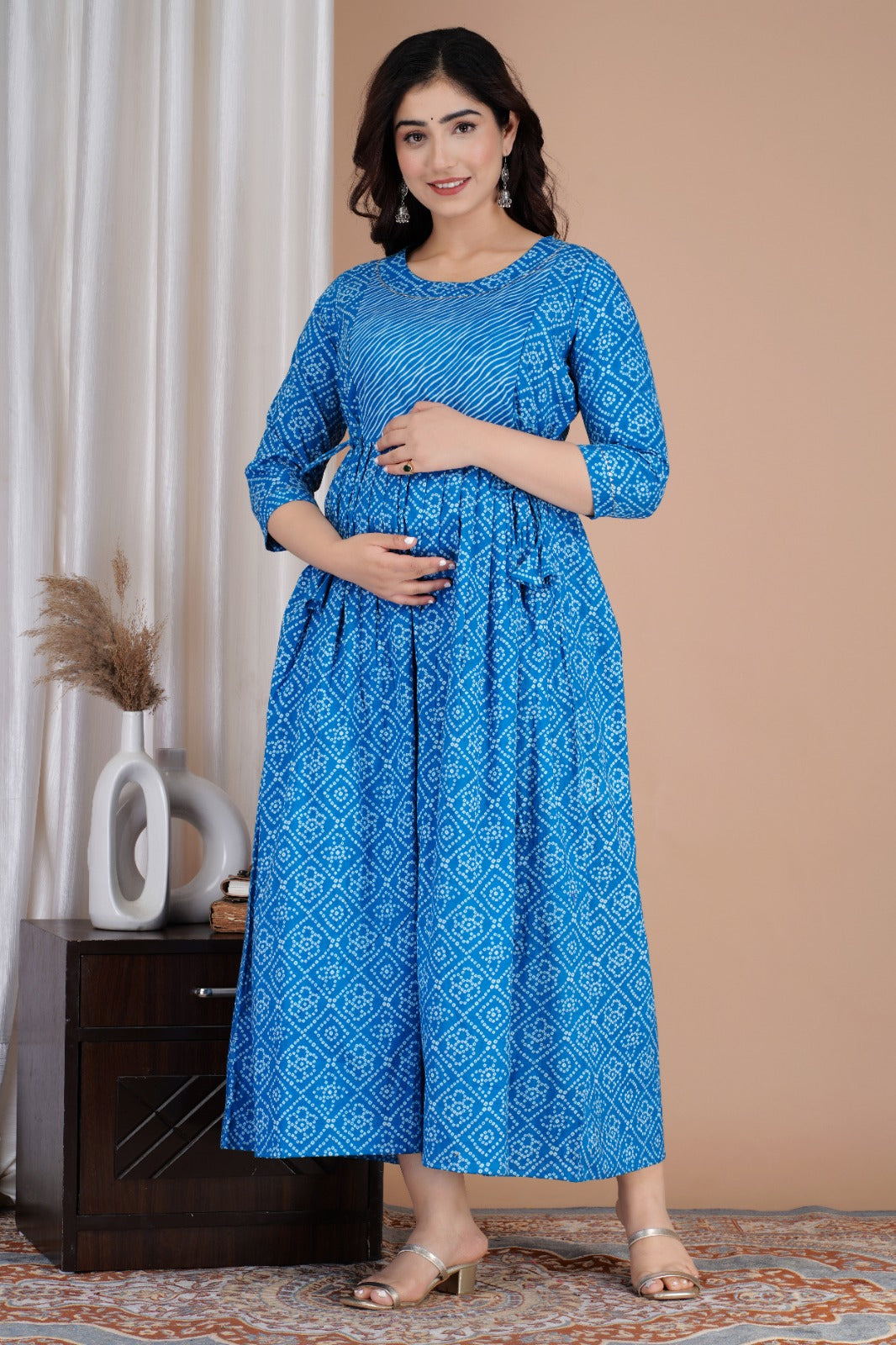 Blue baby boy Cotton Printed Maternity and Feeding Kurti