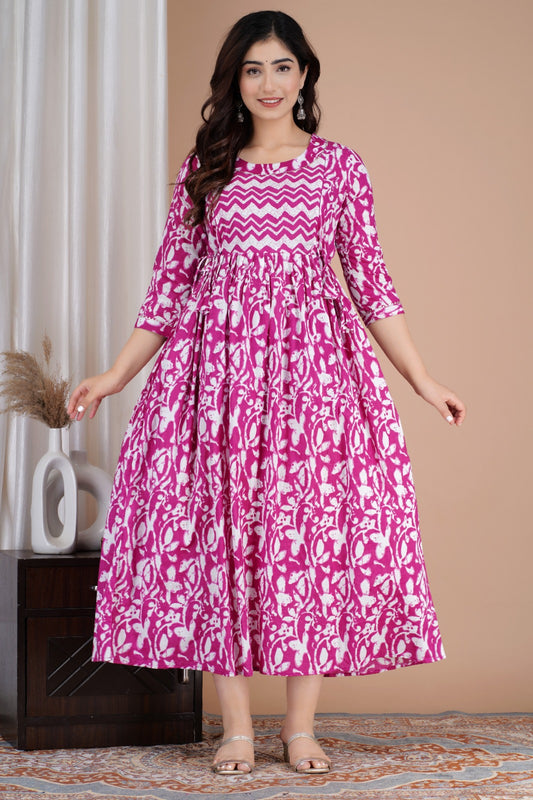 Purple  Cotton  printed maternity and feeding kurti