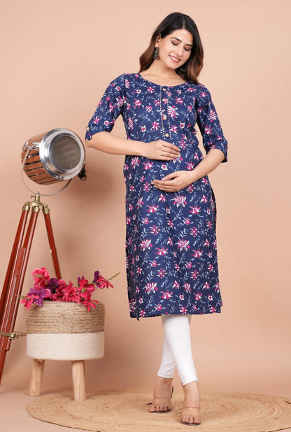 cotton printed maternity and feeding kurti