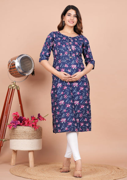 cotton printed maternity and feeding kurti