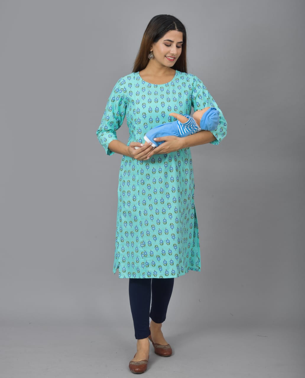 Cotton maternity and feeding kurti