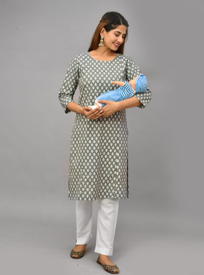 Cotton printed maternity and feeding kurti