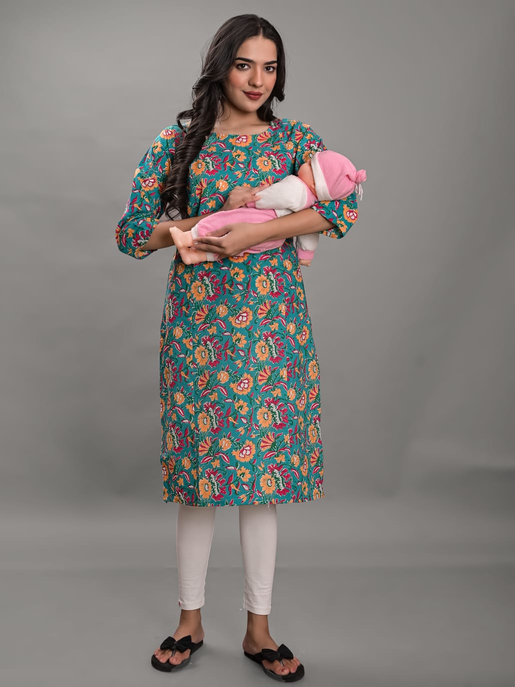 Jaipuri cotton maternity and feeding kurti