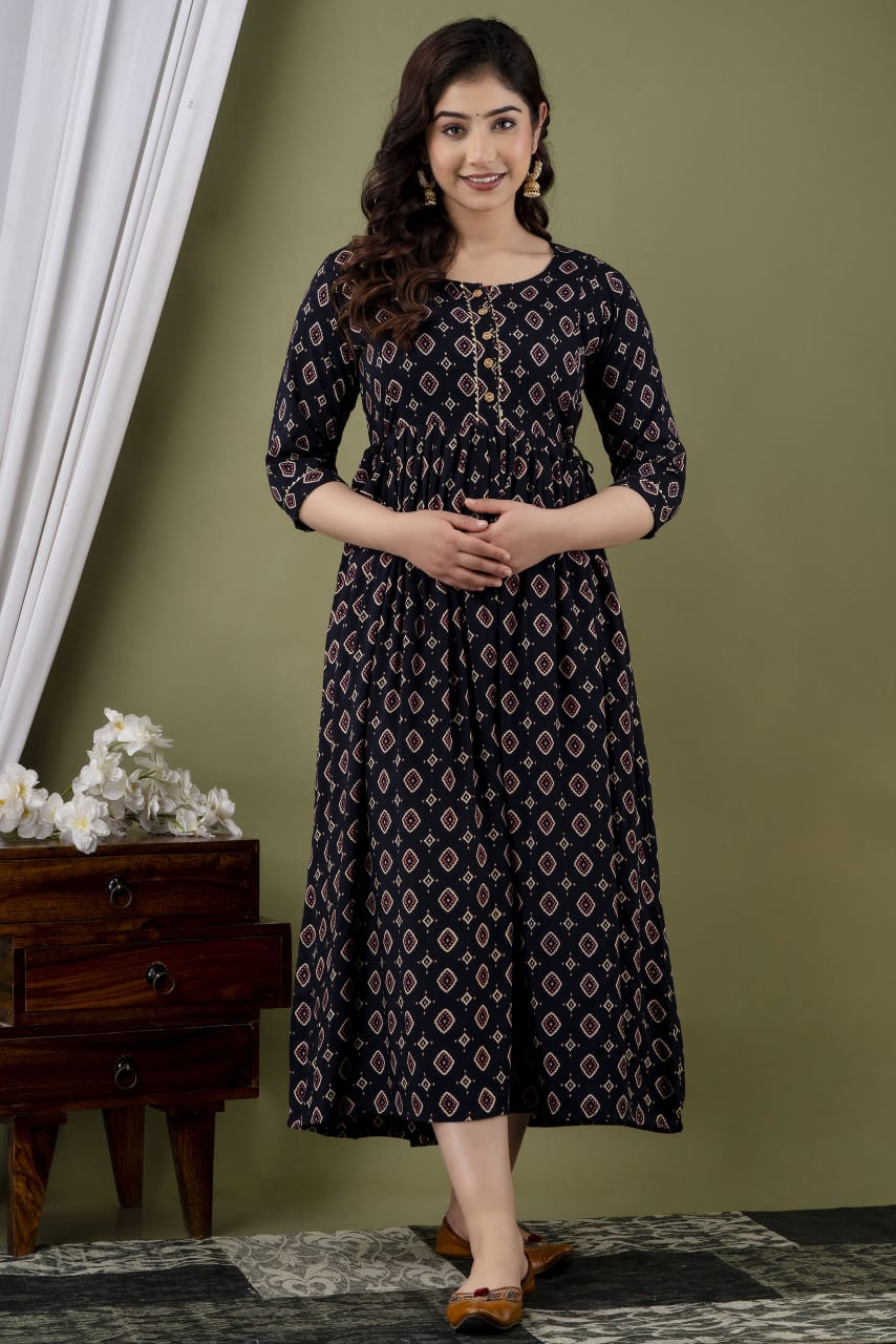 Anarkali Style printed maternity and feeding kurti - Nevisha Style