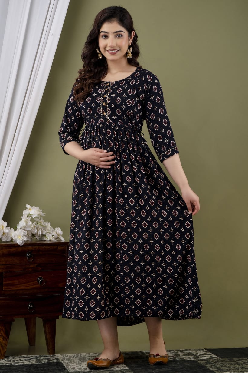 Anarkali Style printed maternity and feeding kurti - Nevisha Style