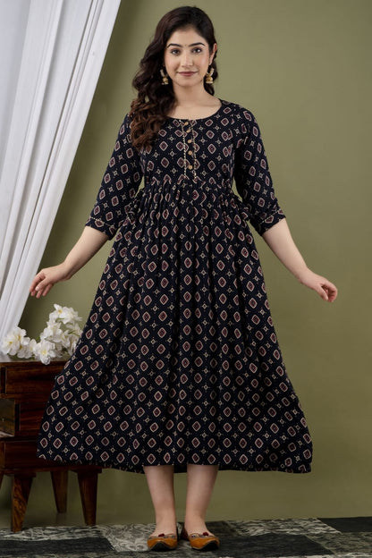 Anarkali Style printed maternity and feeding kurti - Nevisha Style